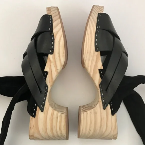 FREE PEOPLE Emmy Wrap Clog Black Ankle Wrap Sandal Women’s Size EU 37 - Picture 8 of 16